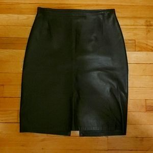 100% Leather Black Pencil Skirt- Size 10